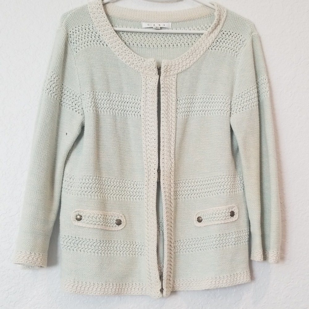 3/$20 CAbi Turquoise Cotton Cardigan